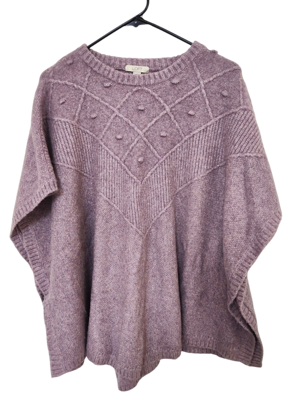 LOFT Women's Mauve Knit Poncho Sweater